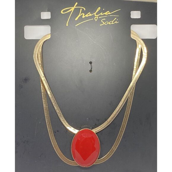 Thalia Sodi Gold-Tone Stone Double Strand Statement Necklace MSRP $44.50 CP402 - Picture 1 of 3